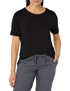 wonderwink women's silky short sleeve tee, black, large
