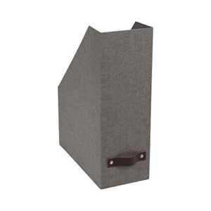 bigso estelle canvas fiberboard upright magazine storage box, 12.6 x 4.5 x 9.8 in, grey