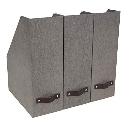 Bigso Estelle Canvas Fiberboard Upright Magazine Storage Box, 12.6 x 4.5 x 9.8 in, Grey