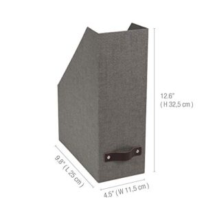 Bigso Estelle Canvas Fiberboard Upright Magazine Storage Box, 12.6 x 4.5 x 9.8 in, Grey