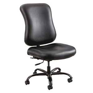 safco products 3592bl optimus big and tall swivel desk task office chair, black vinyl seat, wheels, 25" w x 25" d x 45.5" h, 400 lbs. weight capacity, great for home office