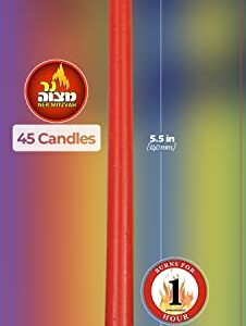 Colorful Long Chanukah Candles - Standard Size Diameter Fits Most Menorahs - Premium Quality Wax - Assorted Colors - 45 Count For All 8 Nights of Hanukkah - by Ner Mitzvah