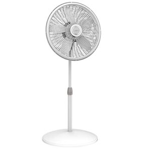 lasko oscillating pedestal fan, adjustable height, 3 speeds, for bedroom, living room, home office and college dorm room, 18", white, 1820