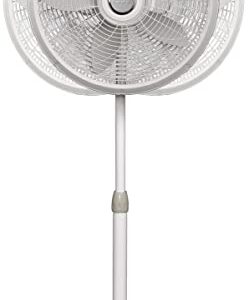 Lasko Oscillating Pedestal Fan, Adjustable Height, 3 Speeds, for Bedroom, Living Room, Home Office and College Dorm Room, 18", White, 1820