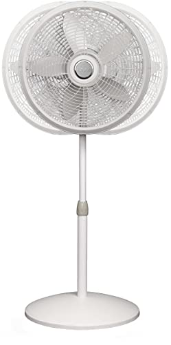 Lasko Oscillating Pedestal Fan, Adjustable Height, 3 Speeds, for Bedroom, Living Room, Home Office and College Dorm Room, 18", White, 1820