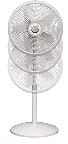 Lasko Oscillating Pedestal Fan, Adjustable Height, 3 Speeds, for Bedroom, Living Room, Home Office and College Dorm Room, 18", White, 1820