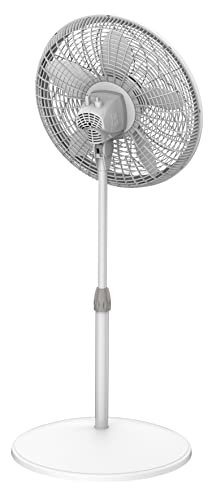 Lasko Oscillating Pedestal Fan, Adjustable Height, 3 Speeds, for Bedroom, Living Room, Home Office and College Dorm Room, 18", White, 1820