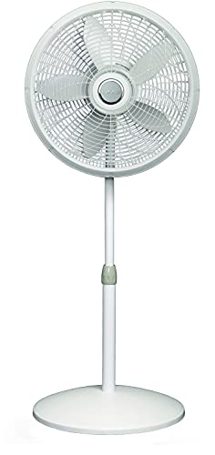 Lasko Oscillating Pedestal Fan, Adjustable Height, 3 Speeds, for Bedroom, Living Room, Home Office and College Dorm Room, 18", White, 1820