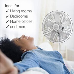 Lasko Oscillating Pedestal Fan, Adjustable Height, 3 Speeds, for Bedroom, Living Room, Home Office and College Dorm Room, 18", White, 1820