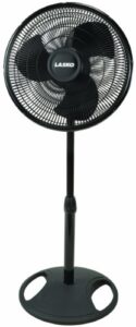 lasko fba_2521 oscillating adjustable 16-inch standing pedestal fan for indoor, bedroom, living room, home office & college dorm use, 1-pack, black basic