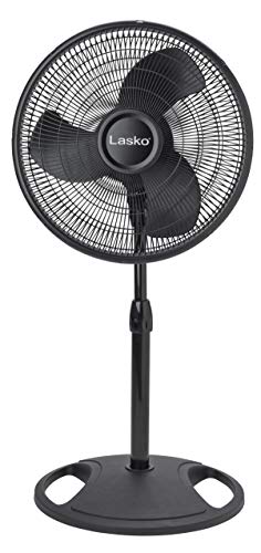 Lasko FBA_2521 Oscillating Adjustable 16-inch Standing Pedestal Fan for Indoor, Bedroom, Living Room, Home Office & College Dorm Use, 1-Pack, Black Basic