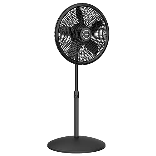 Lasko Oscillating Pedestal Fan, Adjustable Height, 3 Speeds, for Bedroom, Living Room, Home Office and College Dorm Room, 18", Black, 1827