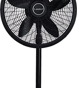 Lasko Oscillating Pedestal Fan, Adjustable Height, 3 Speeds, for Bedroom, Living Room, Home Office and College Dorm Room, 18", Black, 1827