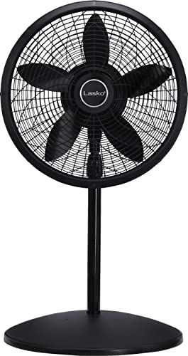 Lasko Oscillating Pedestal Fan, Adjustable Height, 3 Speeds, for Bedroom, Living Room, Home Office and College Dorm Room, 18", Black, 1827