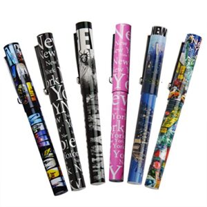 6x various unique designs ultimate collectible new york city ballpoint pen nyc gift pen ny souvenir pens - pack of 6