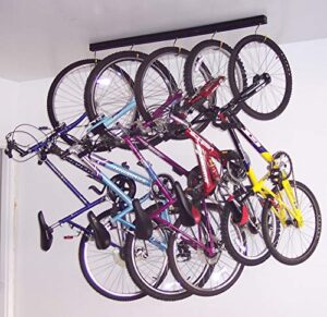 titan track adjustable overhead bike storage rack (50" length) 50lbs. per hook plus1 additional hook per track free