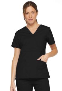 dickies women's eds signature mock wrap top with multiple instrument loop, black, x-large