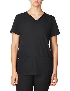 heartsoul women's pitter-pat v-neck scrubs shirt, black, medium