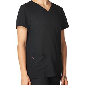 HeartSoul Women's Pitter-Pat V-Neck Scrubs Shirt, Black, Medium