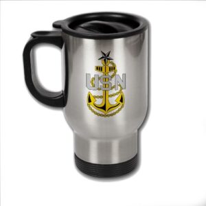 ExpressItBest Stainless Steel Coffee Mug with U.S. Navy Senior Chief Petty Officer rank