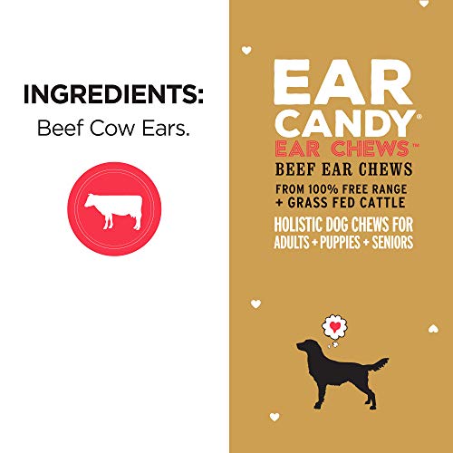 "I and love and you" Ear Candy Cow Ear Strips - Grain Free Dog Chews, 100% Beef Cow Ears, 2.5-Ounce