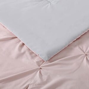 My World Full/Queen Pleated 3-Piece Comforter Set, Blush/Silver Grey