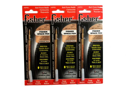 3 Pack Fisher Space Pen Red Ink Refills SPR2 Medium Tip