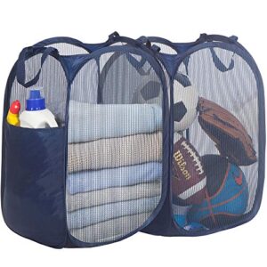 storage maniac pop-up mesh clothes hamper, foldable laundry hamper, side pocket|durable handles|enlarged opening, 2- pack