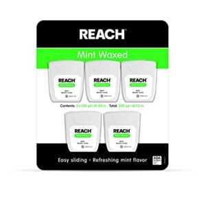 Johnson & Johnson Reach Mint Waxed Dental Floss, 5 Count