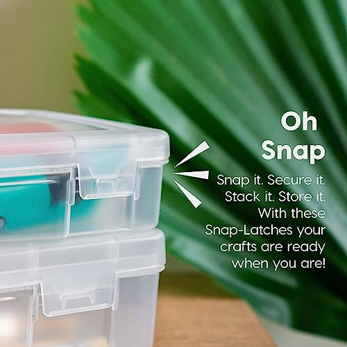 IRIS USA 10 Pack Small Plastic Hobby Art Craft Supply Organizer Storage Containers with Latching Lid, for Pencil, Lego, Crayon, Ribbons, Wahi Tape, Beads, Sticker, Yarn, Ornaments, Stackable, Clear