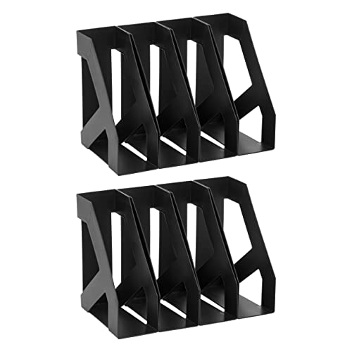 IRIS USA Large Vertical Magazine Organizer Holder, 8-Pack, Bookshelf Storage Organization for Paper File Notebook School Subject Binder Music Book with Two Open Sides for Easy Access, Black