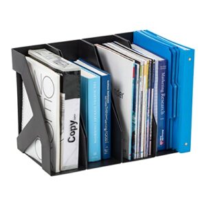 IRIS USA Large Vertical Magazine Organizer Holder, 8-Pack, Bookshelf Storage Organization for Paper File Notebook School Subject Binder Music Book with Two Open Sides for Easy Access, Black