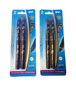 r-2 roller ball pen, 2 black ink plus 2 blue ink, set of 4 pens