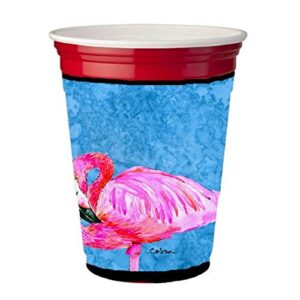 caroline's treasures 8686rsc flamingo red cup hugger cup cooler sleeve hugger machine washable drink sleeve hugger collapsible insulator beverage insulated holder