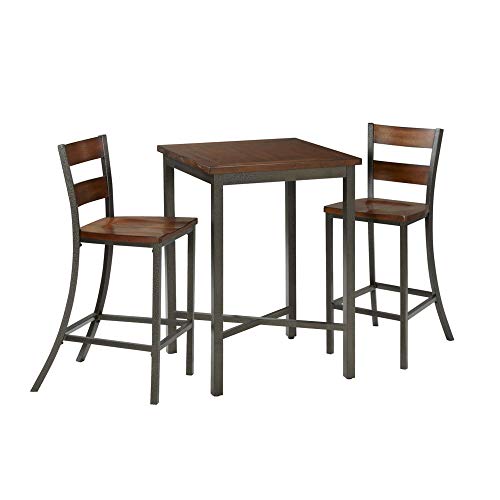 Home Styles Cabin Creek Bistro Table, Constructed from Hardwood Solids with a Chestnut Distressed Finish