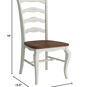 Home Styles French Countryside Oak/White Pair of Chairs with Distressed Oak and Rubbed White Finish 16.5D x 17.75W x 18H in