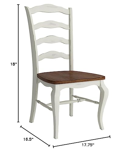 Home Styles French Countryside Oak/White Pair of Chairs with Distressed Oak and Rubbed White Finish 16.5D x 17.75W x 18H in