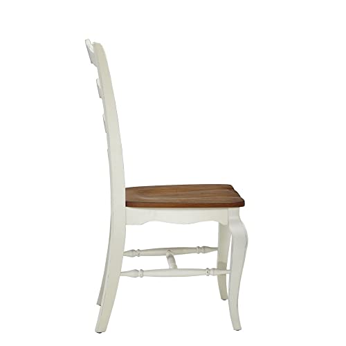 Home Styles French Countryside Oak/White Pair of Chairs with Distressed Oak and Rubbed White Finish 16.5D x 17.75W x 18H in