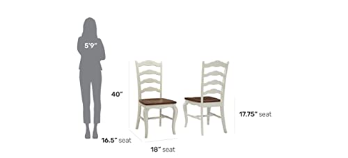 Home Styles French Countryside Oak/White Pair of Chairs with Distressed Oak and Rubbed White Finish 16.5D x 17.75W x 18H in