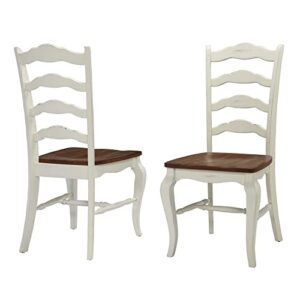 French Countryside Oak/White 42" Round Pedestal Dining Table with 4 Chairs by Home Styles