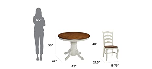 French Countryside Oak/White 42" Round Pedestal Dining Table with 4 Chairs by Home Styles