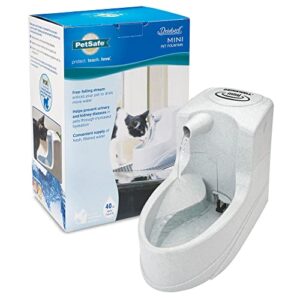 petsafe drinkwell mini pet fountain for cats & small dogs- water filter included- flowing dispenser encourages hydration- adjustable knob enables water flow customization- perfect for small spaces