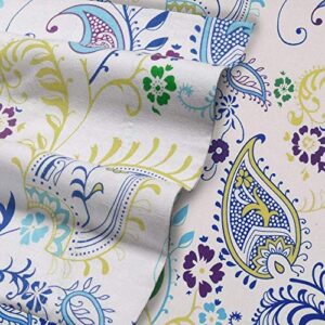 Tribeca Living Paisley Garden Printed Deep Pocket Flannel Sheet Set with Pillowcase,4pcs, King