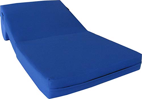 D&D Futon Furniture Royal Blue Sleeper Chair Folding Foam Bed Sized 6" Thick X 32" Wide X 70" Long, Studio Guest Foldable Chair Beds, Foam Sofa, Couch, High Density Foam 1.8 Pounds.