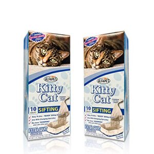 alfapet kitty cat pan disposable, sifting liners- 20 count + 1 transfer liner-for large, x-large, giant, extra-giant size litter boxes-included rubber band for firm, easy fit - pack of 2