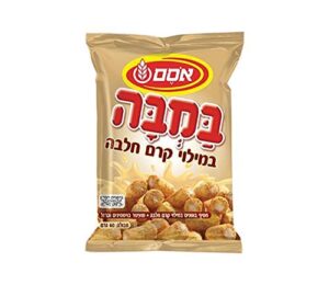 bamba osem, israeli peanut butter snack puffs halva cream filling 60gr