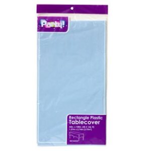 3-pack disposable plastic table covers / tablecloths (light blue)