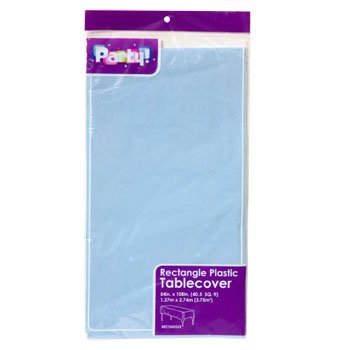 3-PACK DISPOSABLE PLASTIC TABLE COVERS / TABLECLOTHS (LIGHT BLUE)