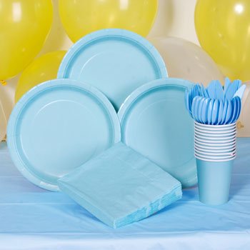 3-PACK DISPOSABLE PLASTIC TABLE COVERS / TABLECLOTHS (LIGHT BLUE)