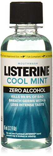 Listerine Cool Mint Zero Alcohol Mouthwash, 3.2 oz (Pack of 2)